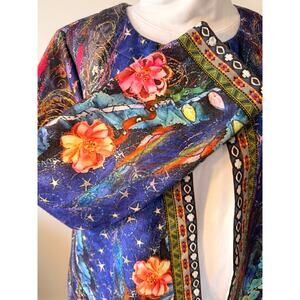 Celestial print jacket - starry night - long sleeve kimono layer XXL 331
